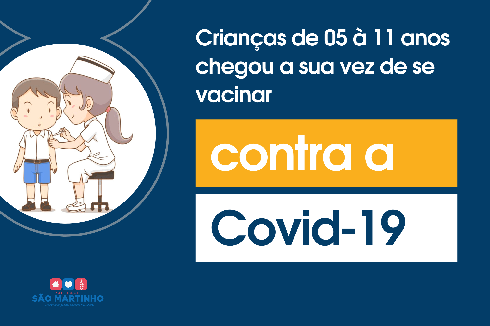 INICIADA A VACINAÇÃO EM CRIANÇAS DE 05 À 11 ANOS